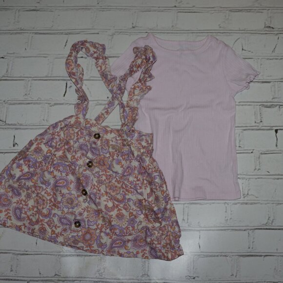 🌸🧡 Paisley Floral Button-Front Dress + Tee – Size 5T · Wonder Nation - Picture 1 of 6